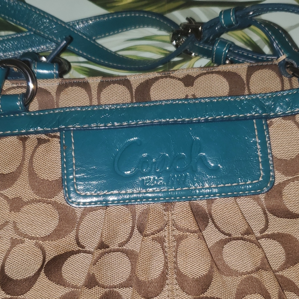 Brown and Blue coach bag